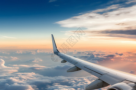 在飞行中飞机在高空飞行背景