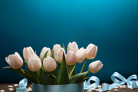春日的花束和缎带图片