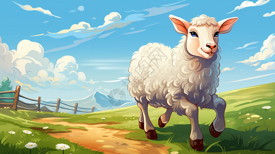 蒸羊羔一只羊羔插画