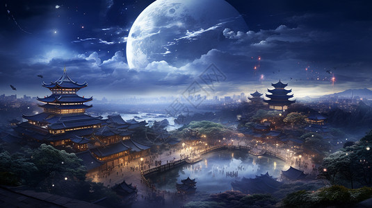 繁华的夜景，背景图片