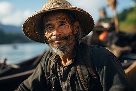 淳朴的乡村渔民图片