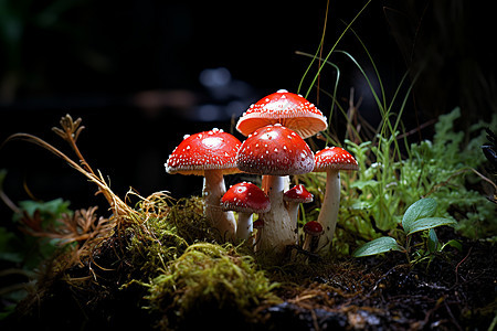 生长在森林中的野生菌菇图片