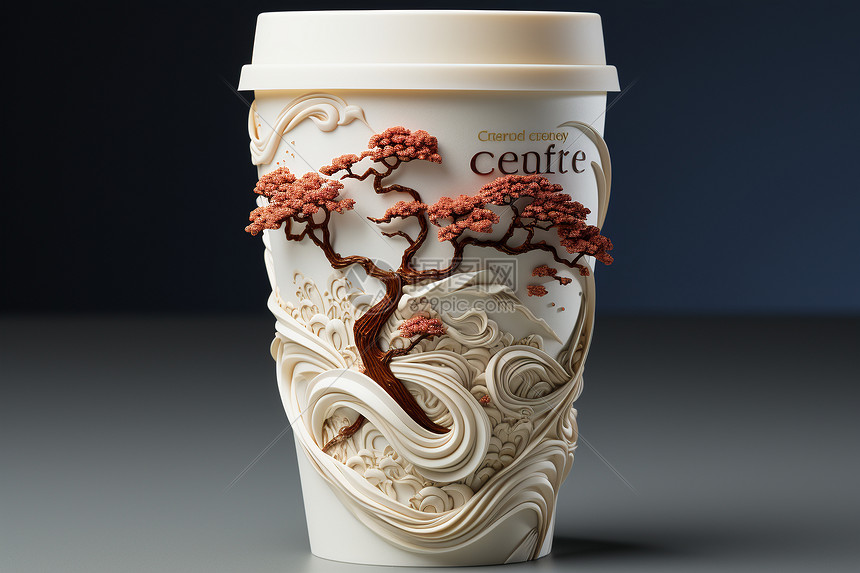 中国风咖啡杯纹理图案图片