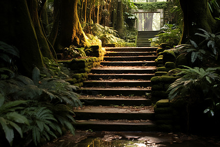 树林中的步道图片
