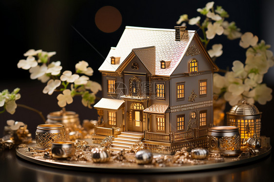 模型房屋3D金融概念图片