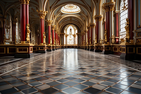 富丽堂皇的古典城堡大厅图片