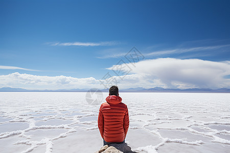 雪地中央的男人图片