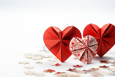 浪漫的红色爱心折纸图片
