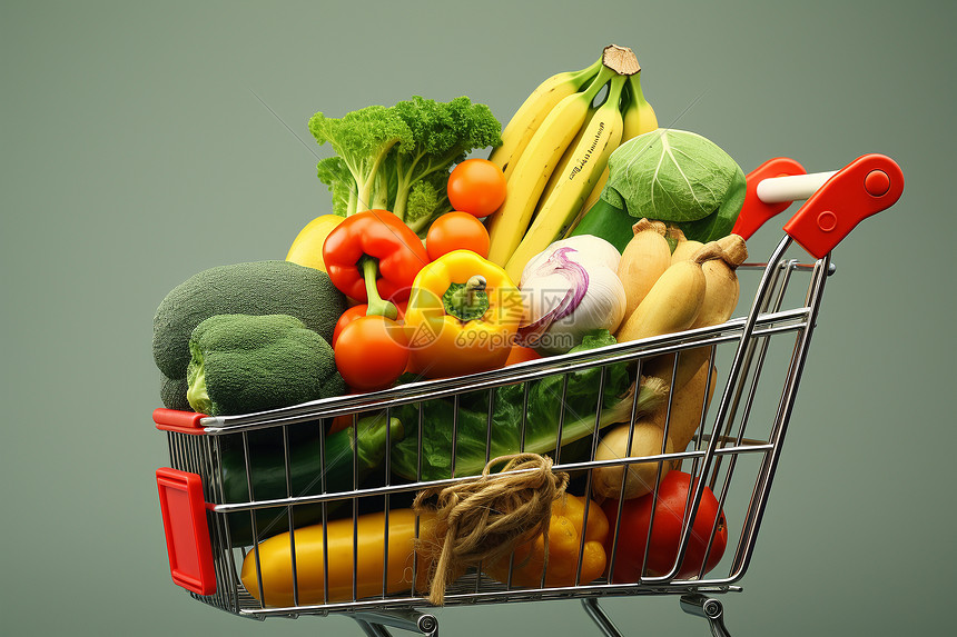 购物车中健康营养的蔬菜图片