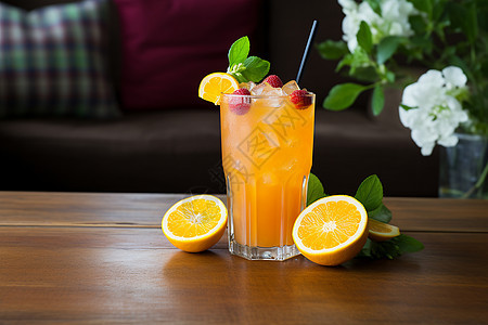 清凉可口的橙汁图片