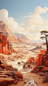 沙漠经商的驼队图片