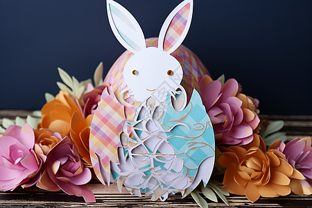 立体雕花的手工兔子剪纸图片