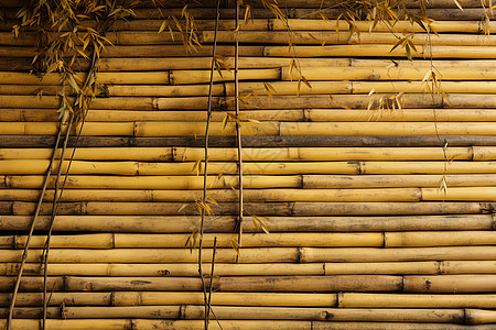 乡村编织的竹墙背景图片