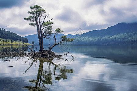 夏季森林湖泊的美丽景观图片