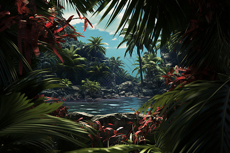 夏季热带雨林的梦幻景观图片