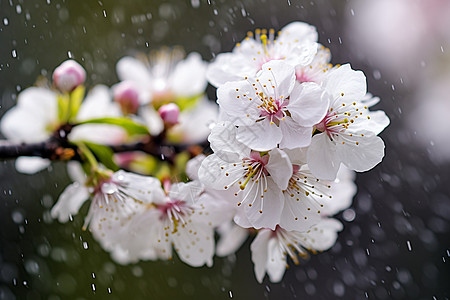 樱花树枝上的细雨图片
