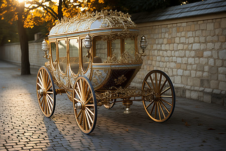 璀璨光辉的金色马车图片