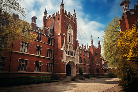 欧洲大学校园的建筑景观高清图片