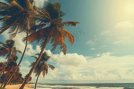 椰子树海滩夏季健康的椰子树背景