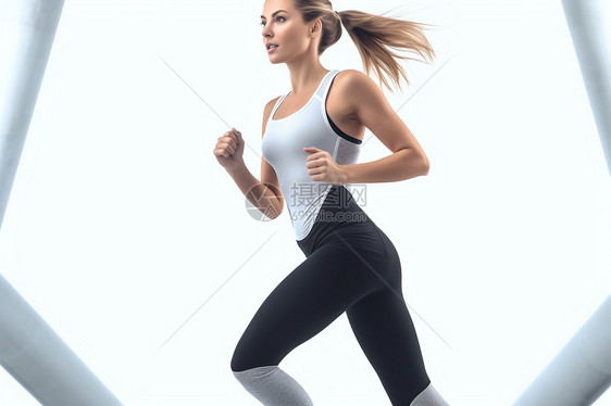 室外跑步锻炼的年轻女子图片