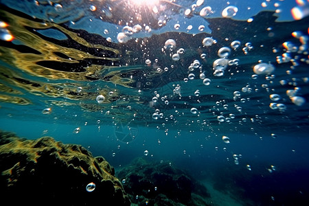 海水中的气泡景观图片