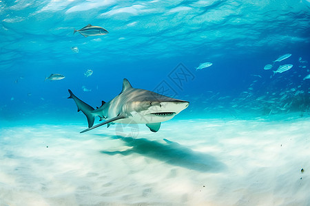 海洋中的鲨鱼群图片