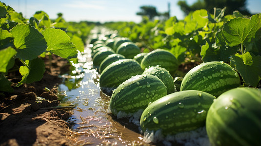 农田里种植的西瓜图片