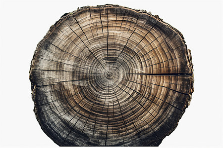 木纹纹理展示的圆形树桩插画