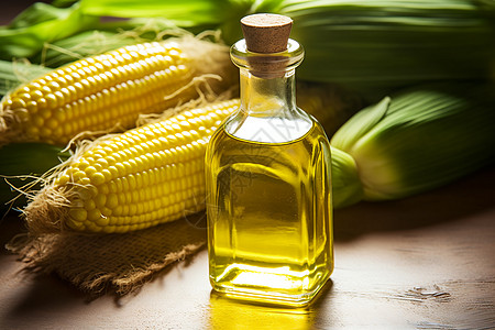 健康的玉米和油背景图片