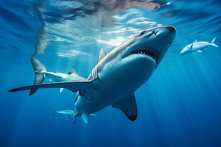 深海中的一只鲨鱼图片