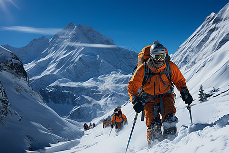 登山运动员攀登雪山的运动员背景