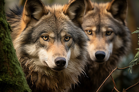 森林中的野生狼图片