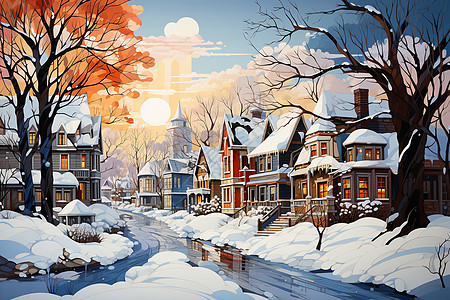 冬日的童话小镇图片