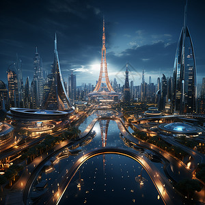科幻的城市建筑背景图片