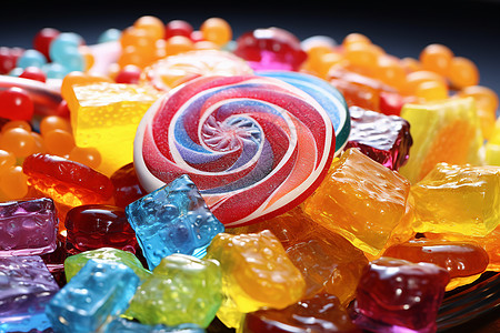 彩色板状棒棒糖美味的糖果背景