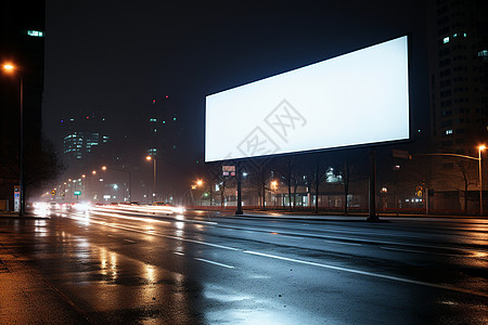 夜晚的街道城市街道中的广告牌背景