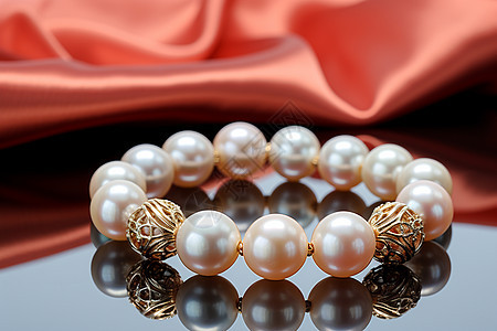 精美的珍珠手链装饰品背景图片