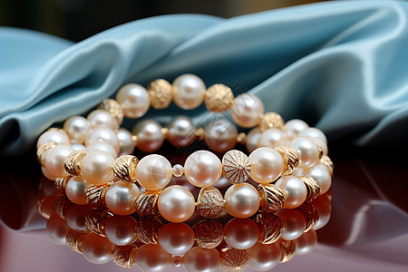 时尚奢华的珍珠手链背景图片