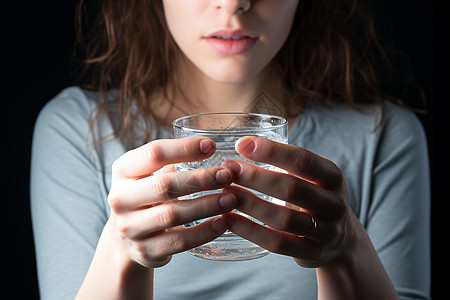 手里握着水杯的女孩图片