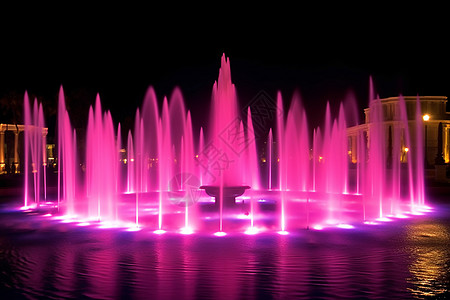 地面上的粉色喷泉背景图片