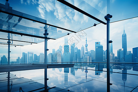 城市建筑的玻璃墙背景图片