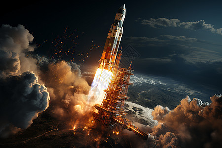 发射的火箭引擎图片