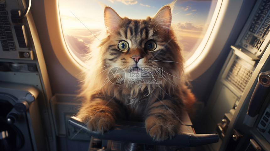 飞机上的猫咪图片