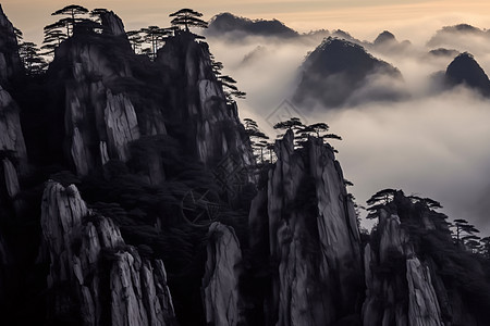 山峰上的自然风景图片