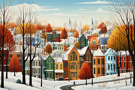 冬日城市风景图片