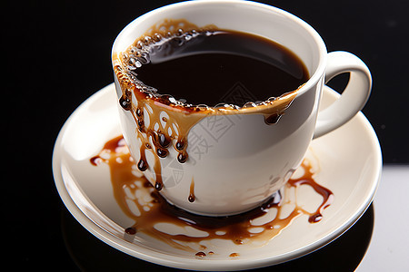 陶瓷杯盛满了醇香的咖啡图片