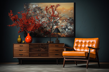 质感色彩沙发前的美丽油画背景