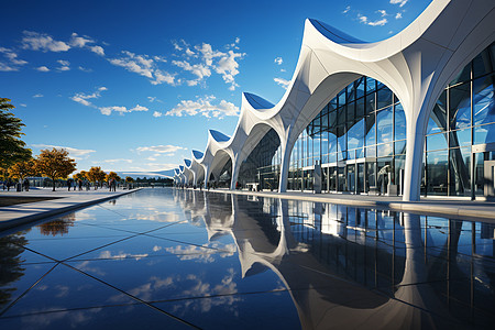 技术创新机场建筑与水池