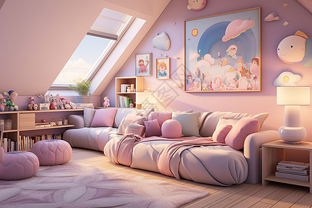 粉色卡通卧室图片