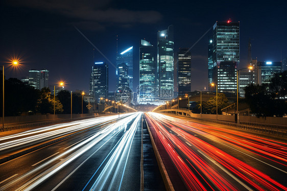 繁忙的城市街头夜景图片